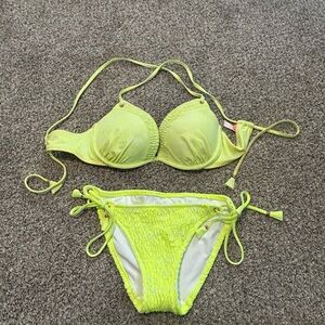 Victorias Secret Yellow Push up Bikini Set Top size 34C Bottoms S/P
